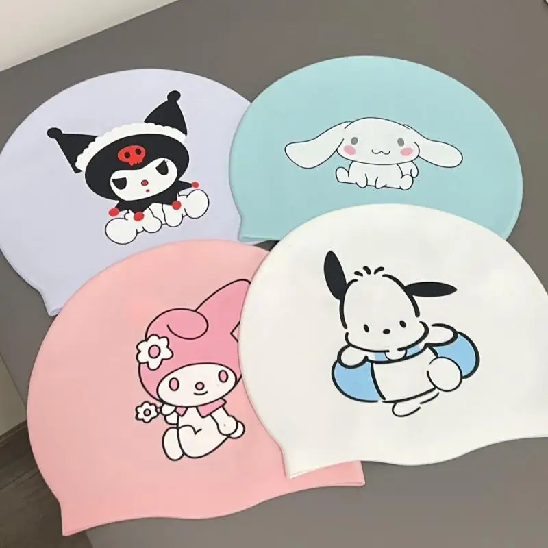 Kawaii Sanrio Swim Cap Kuromi Accessories Cute Anime Thickening Double-Sided Printing Universal Section Adult Toys for Girl Gift