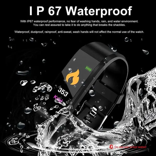 Smart Watch 115Plus Bracelet Heart Rate Blood Pressure Band Fitness Tracker Smartwatch Bluetooth Wristband for fitbits 4
