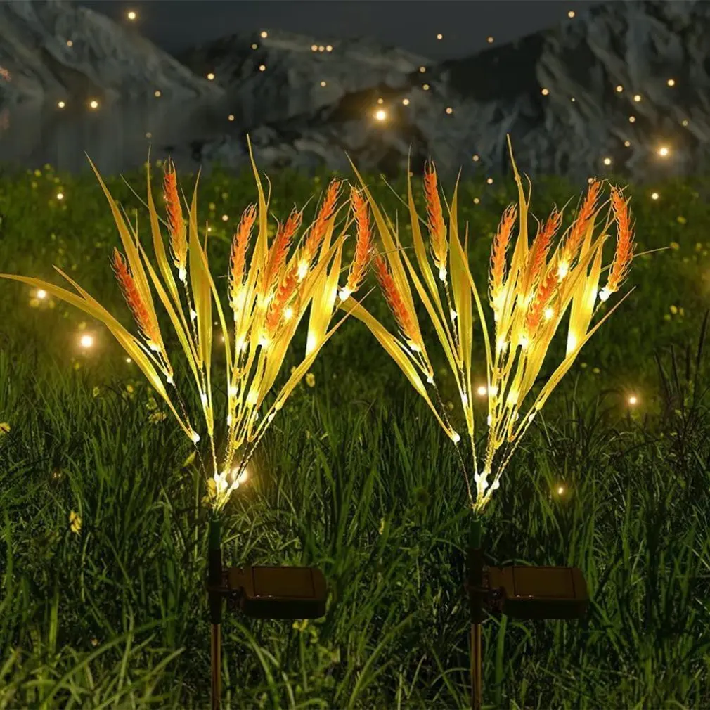 

New 2pcs Solar Rice Light Wheat Ear Light Outdoor Courtyard Garden Reed Light Simulation Wheat Ground Insertion Light Home Decor