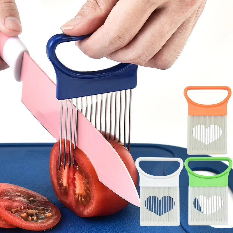 Stainless Steel Onion Needle Fork Pine Meat Needle Vegetable Fruit Slicer Tomato Cutter Cutting Holder Kitchen Accessorie Tool vegetable slicer,fruit slicer,onion slicer holder,onion slicer,food slicer