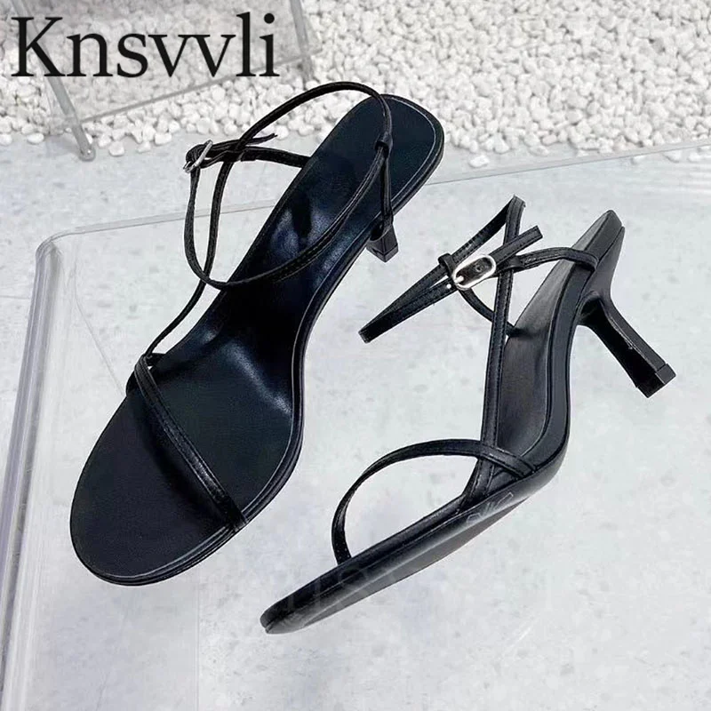 

Summer High Heels Sandals Woman Genuine Leather Narrow Band Party Shoes Women Stiletto Sandals Women Sandalias Mujer
