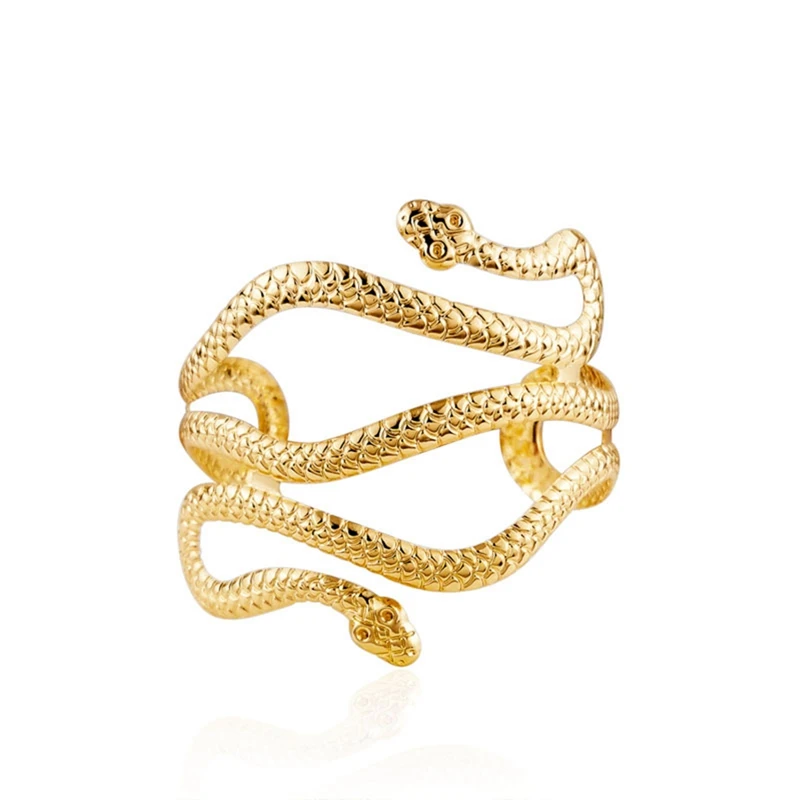 Bangle Bracelet Snake Bangle Bracelet 1PC Shiny Exaggerated Metal Cross Hollow Lady Bracelet Snake Arm Jewelry Retro Women's Bracelets