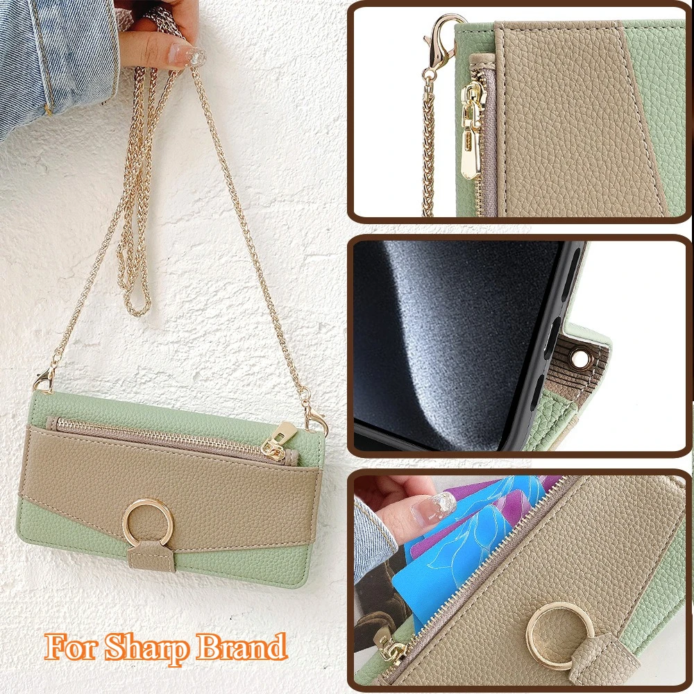 Leather Wallet Phone Case with Magnetic Flip Cover and Lanyard Attachment