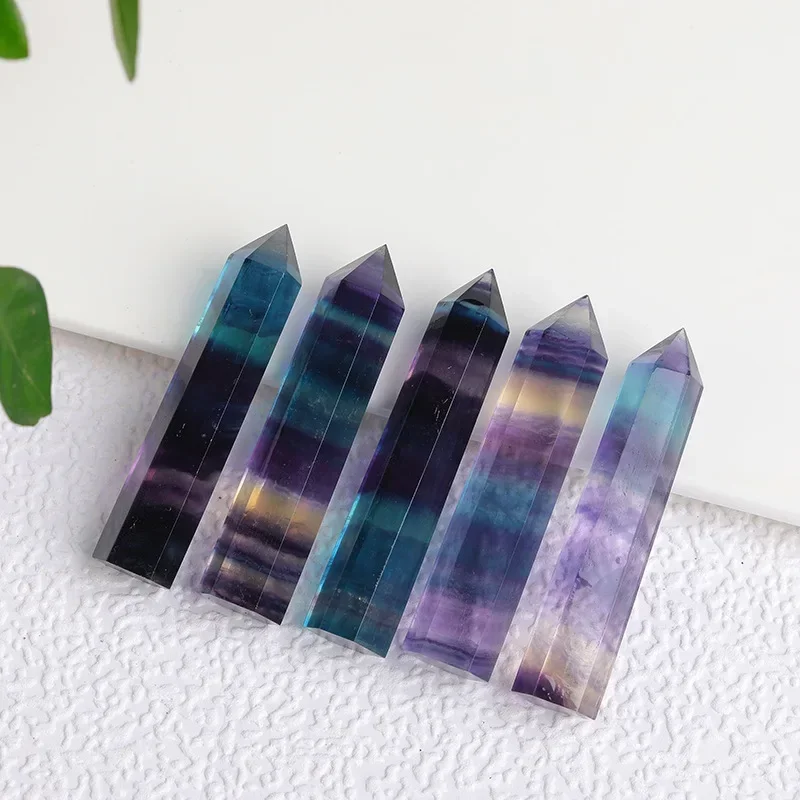 

Colorful Fluorite Obelisk Natural Crystal Healing Stone Natural Quartz Home Decor Reiki Polished Point Stone Decoration Crafts