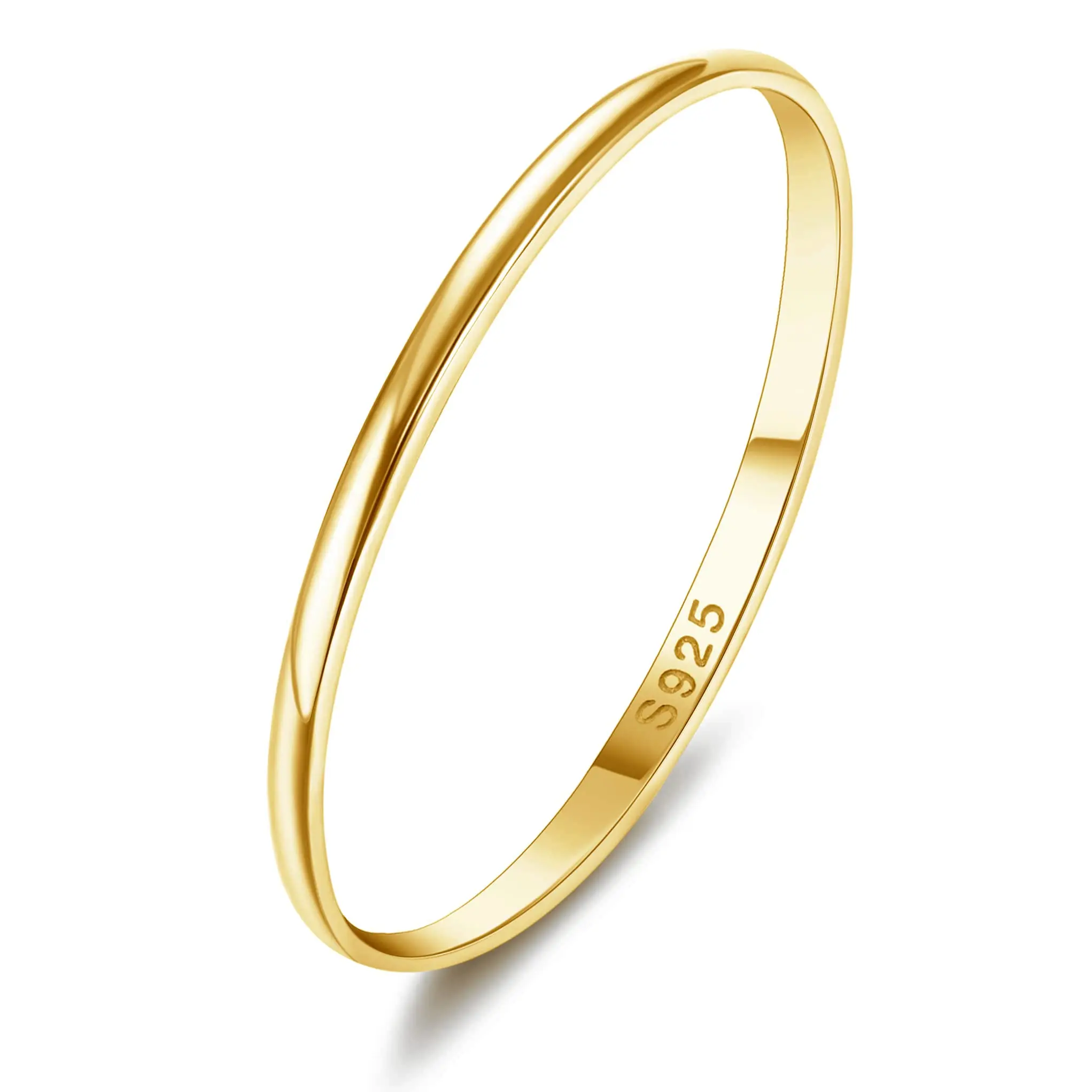 Elegant 18k Gold Plated Sterling Silver Band Rings - High Polish Stackable Wedding Bands