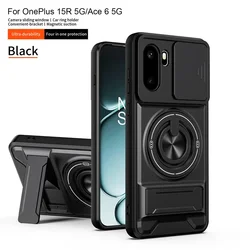 Enhanced Sliding Camera Lens Armor Case with Magnetic Ring Bracket and Protection Features - OnePlus 15R (Black)