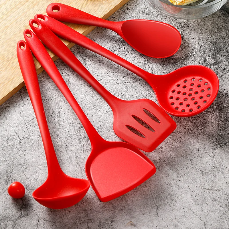 Silicone Kitchen Utensils Set 1-5pc Non-Stick Spatula Ladles & Strainers BPA-Free Heat Resistant Dishwasher Safe Cooking