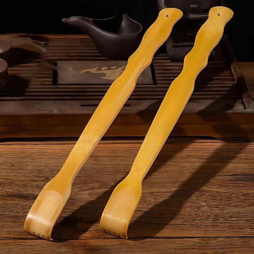 Bamboo back scratcher aid stick scratching massage roller long wooden body large stick for men and women back scratcher massager