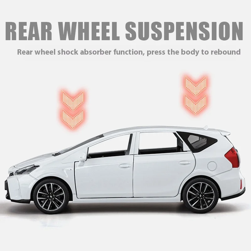 1:32 Toyota Prius Alloy Car Toy Diecast with Sound & Light Features - Pull Back Action Collectible Display Ornament