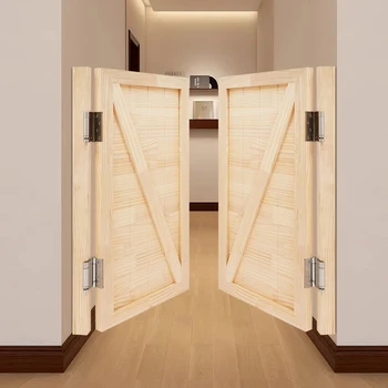 Swinging Partition Door – 39.4x35.43 Inch Wooden Double Door with Bottom Gap for Corridor 1