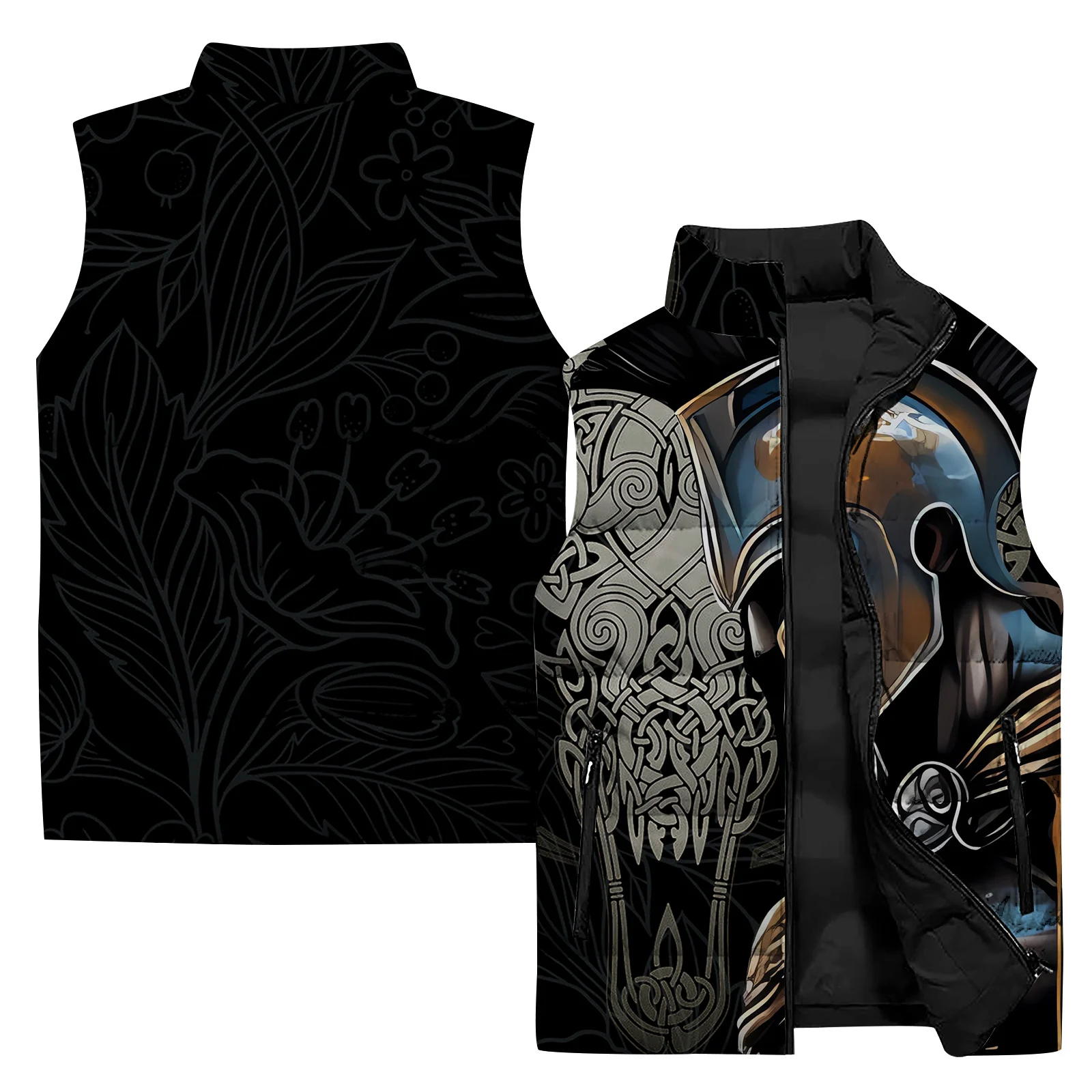 thumbnail image 1 of Chalecos de hombre cómodos y con protección contra el frío Chaleco de hombre con algodón y grueso Chaleco resistente al viento y al frío Tendencia Guerrero Ropa con impresión digital 3D, 1 of 4