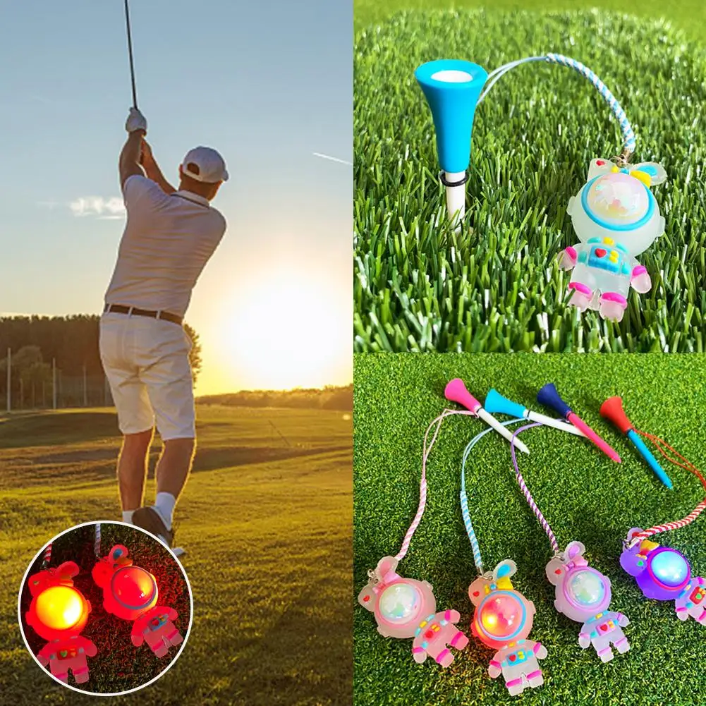 1Pc Golf Rubber Tees With Flashing Light Cartoon Cute Holder Loss Prevent Ball Outdoor Golf Rope Golf Accessory Braided Wit P9N7