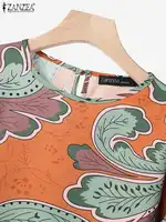 2024 Summer Floral Print Suit ZANZEA Women 3/4 Sleeve Blouse Wide Leg Pant Sets Stylish Tracksuits Fashion Loose Matching Sets - Image 6