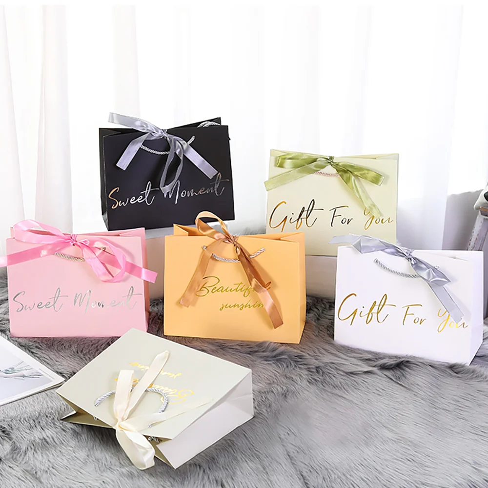 Modisches Schmuckgeschenk Niedliche Grüne Papiertasche mit Seidenband-Griff Einkaufstasche Tragbare Rosa Tasche für Festgeschenke – Detail 4