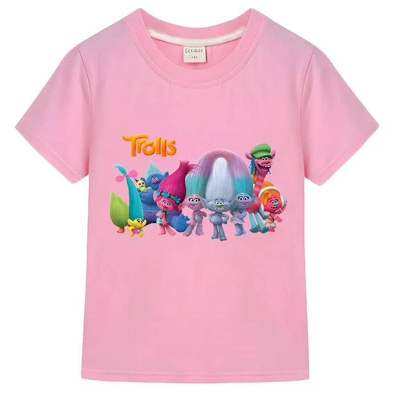Summer Fantasia Balloon Trolls Clothes Girls T-shirt Children Tee Boys 100%Cotton Short Sleeve Tops y2k kids clothes Cotton 5