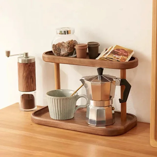 ﹝HOT﹞Wooden Storage Shelf 2-Tiers Desktop Organizer Shelves Desk Display Rack Desktop Dressing Table Cosmetics Storage Rack 1