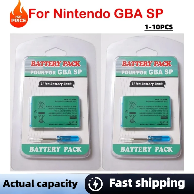 3.7V 850mAh Rechargeable Li-ion Battery Pack For Nintendo GBA SP Gameboy Advance SP Replacement Batteries with Screwdriver