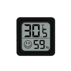 Compact Digital LCD Thermometer & Hygrometer for Indoor Temperature and Humidity Monitoring (Black 1pc)