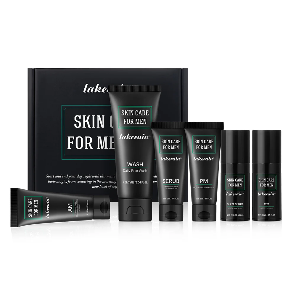 Men's Essential Skincare Set: Daily Face Wash, Facial Scrub, Moisturizer, SPF, and Night Cream - Hydrating Grooming Gift
