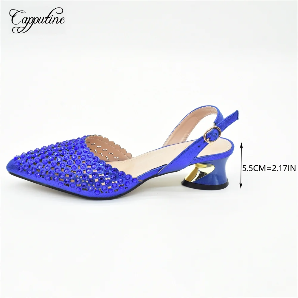 Royal Blue Women Shoes And Bag Set Luxury African Ladies