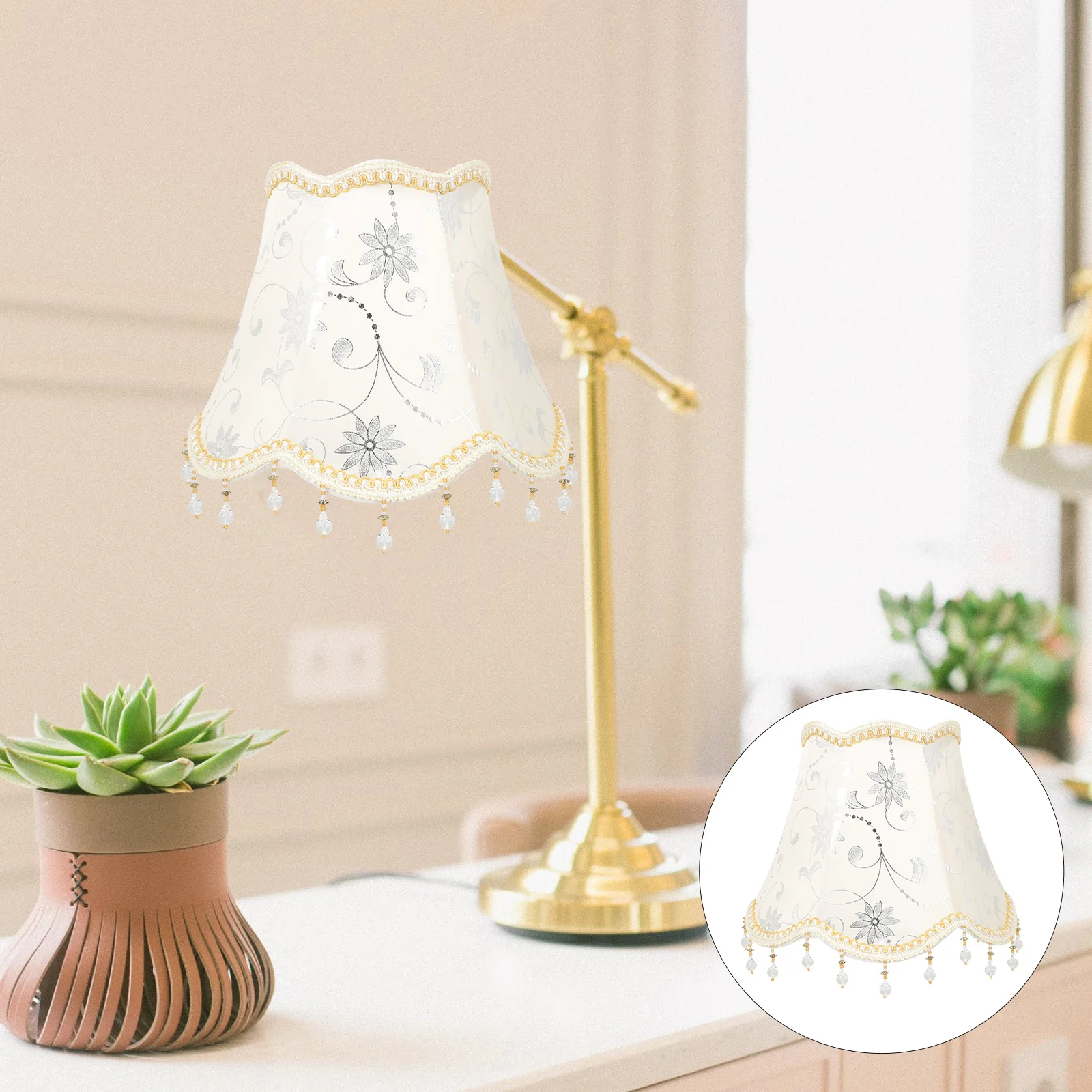 

Scallop Dome Lamp Shade European Style Fabric Lamp Shade Clip On Bulb Chandelier Lamp Shade Barrel Fabric Lampshade Table Wall