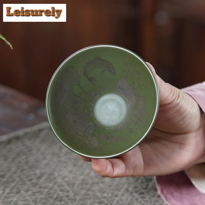120ml Yixing Zisha Douli Lotus Teacup Zen Tea Bowl Sample Tea Cup Tea-tasting Smelling Cup Chazhan Master Cups Cha Decoration