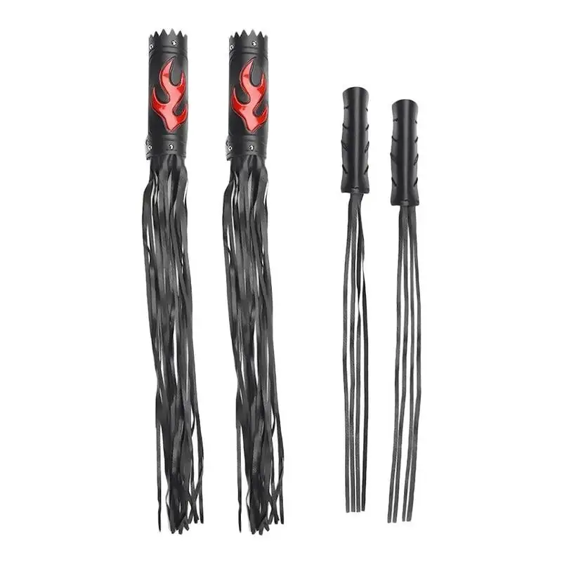 Coprimanopole Per Moto Con Frange E Fiamme – Set Di 2 Per Manubrio E Freno, In Pelle, Stile Retrò