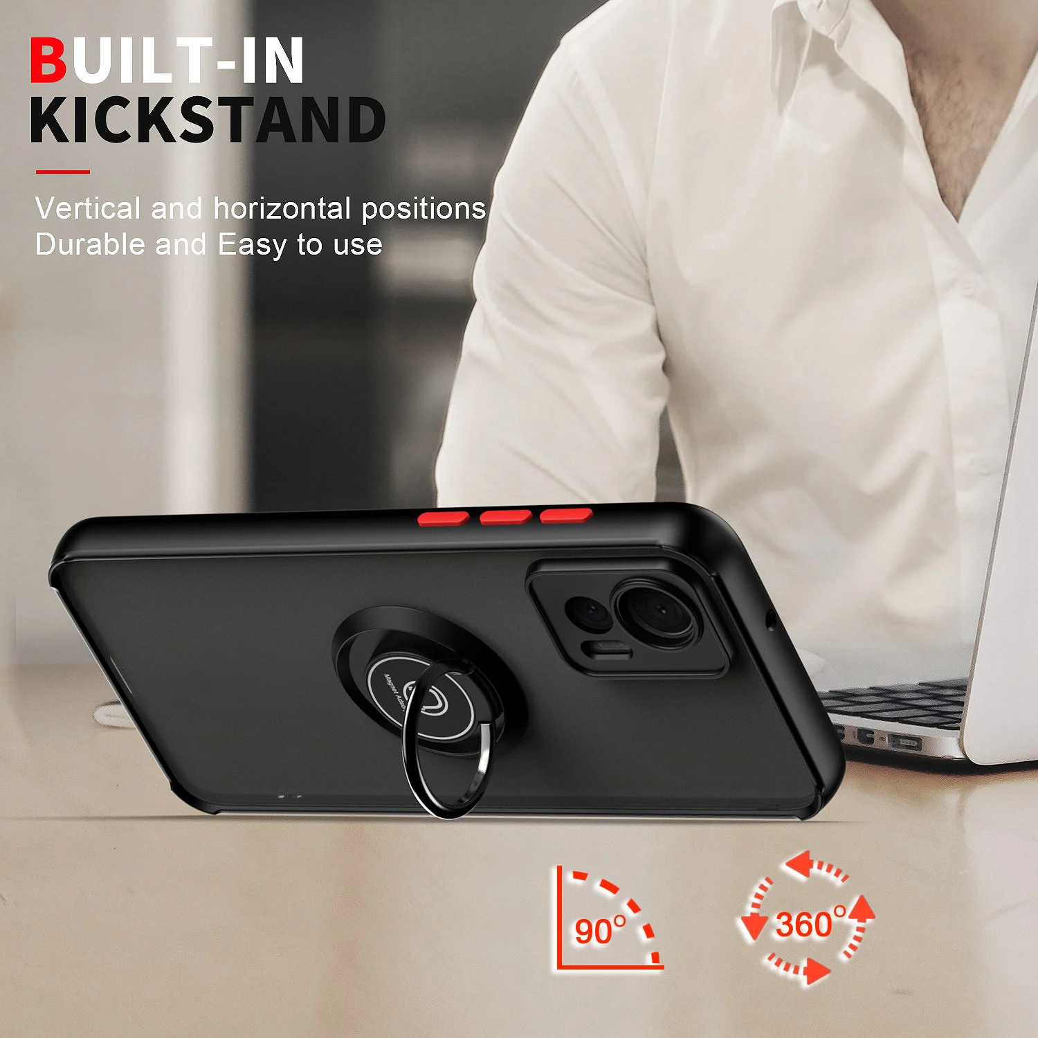 Motorola Edge Series Shockproof Case with Fall Prevention and Ring Stand Holder
