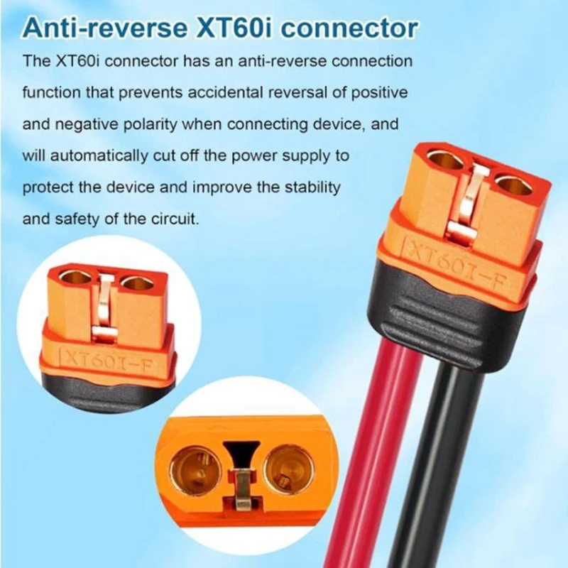 XT60I 암형-DC5521 수형 전원 코드 연장선(지능형 배터리 통신용 핀 포함) F19E