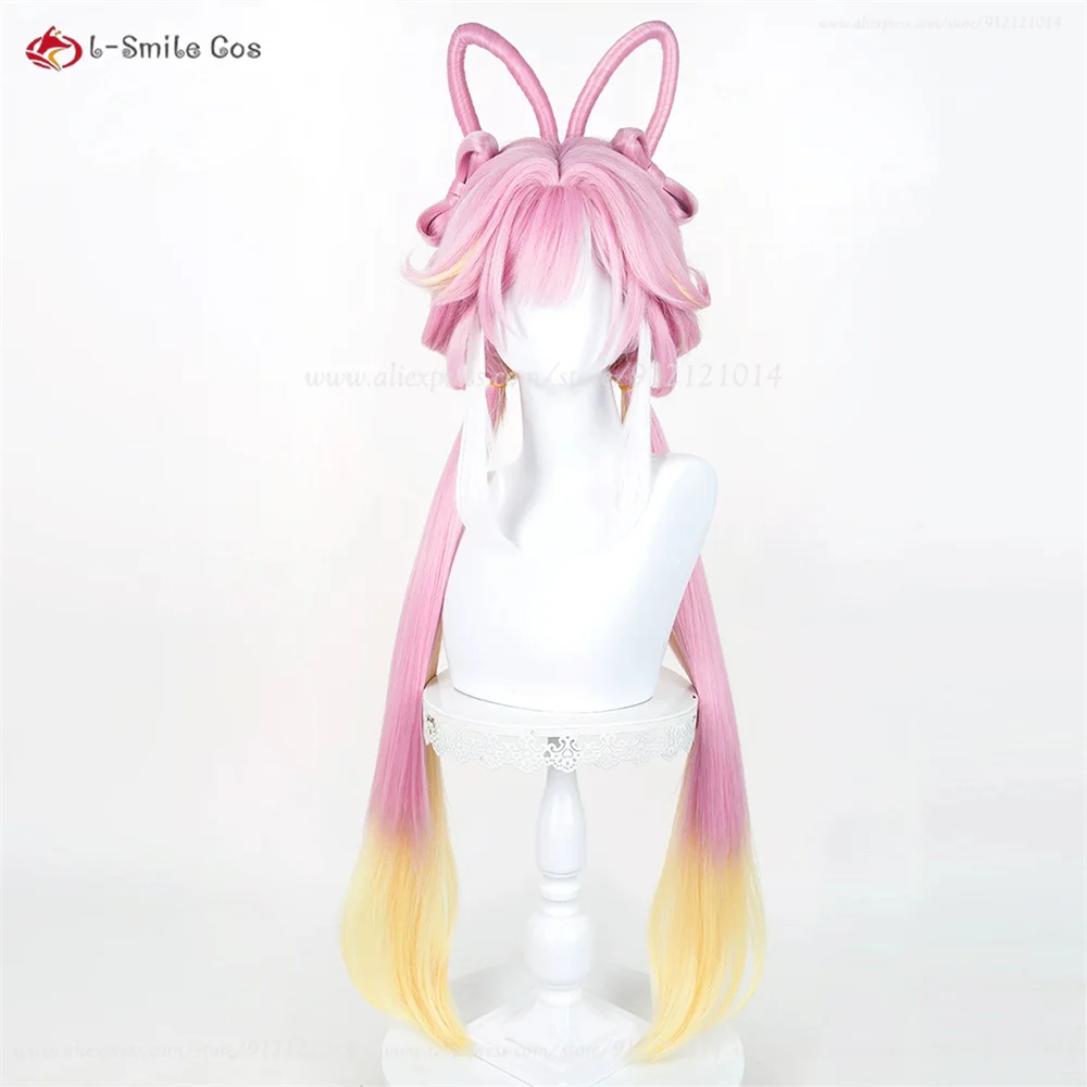 Elysia Cosplay Wig 100cm Pink Pre-Crimped Heat Resistant Synthetic Hair Anime Perücke 4