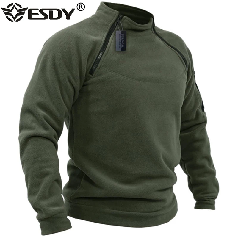 Men's Tactical Jacket Outdoor Hunting Clothes Warm Zippers Fleece Pullover Man Windproof Spring Military Top Thermal Underwear