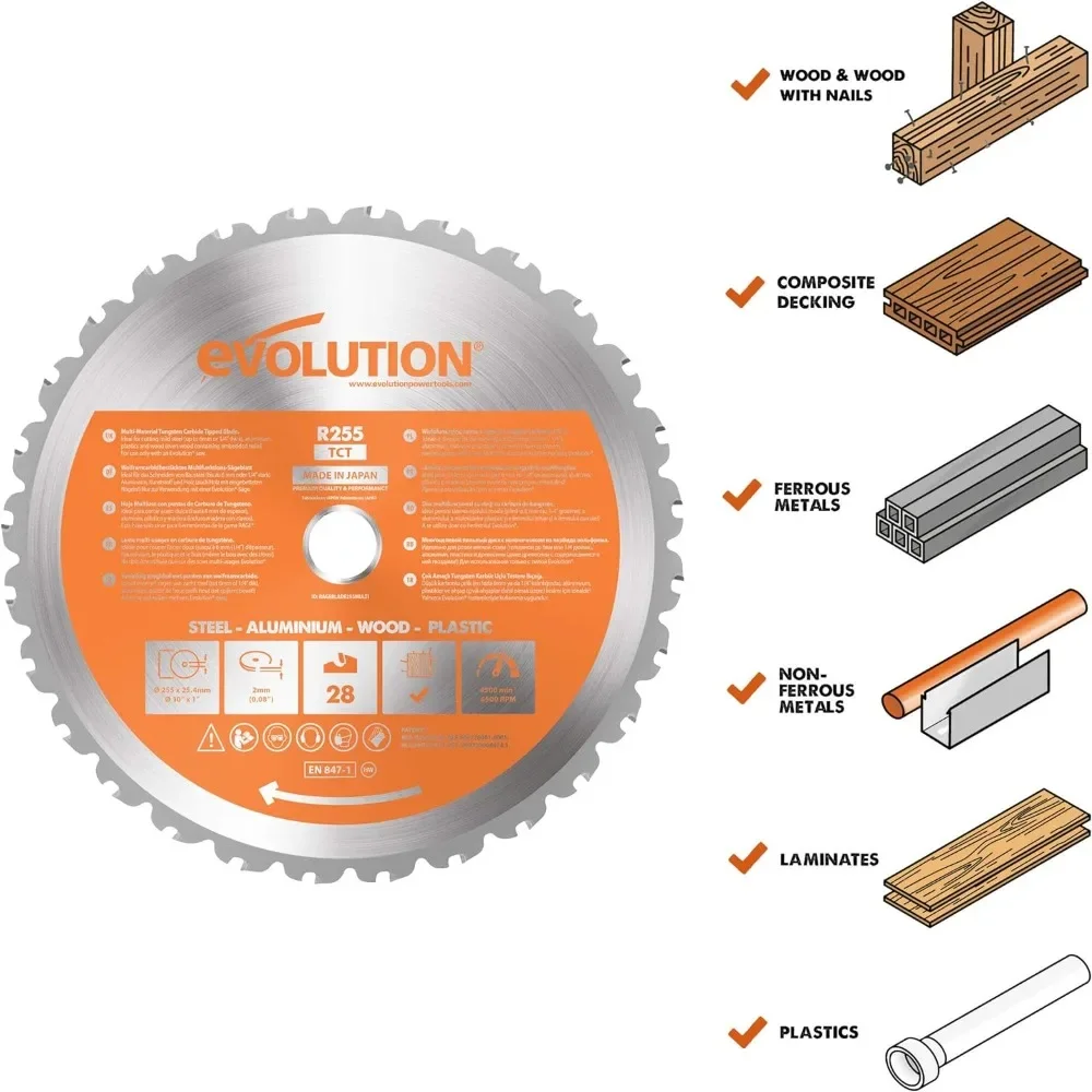 Power Tools R255SMS+ PLUS 10-Inch Sliding Miter Saw Plus Multi-Material Multi-Purpose Cutting Cuts Metal, Plastic