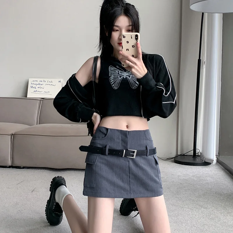 

Women Mini Skirts Summer Sexy Vintage High Waist Wrapped Short Jupe Female 2023 New Fashion Korean College Harajuku Y2K Skirt