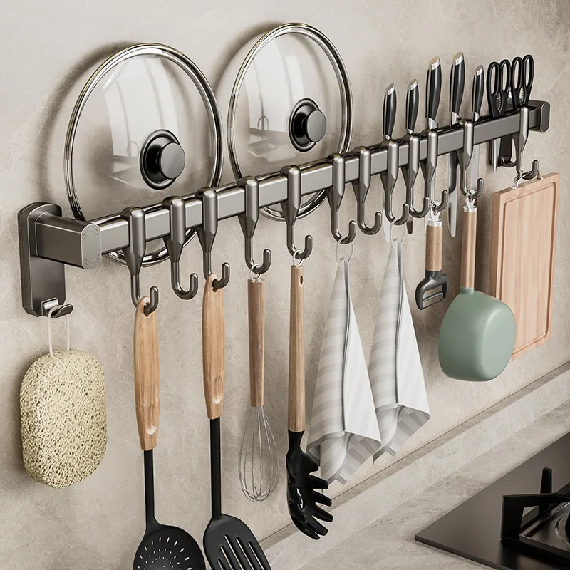 Kitchen Hook Kitchen Hook Punch-free Hanging Rod Spovel Hanger Row Hook Multifunctional Wall-mounted Storage Knife Holter