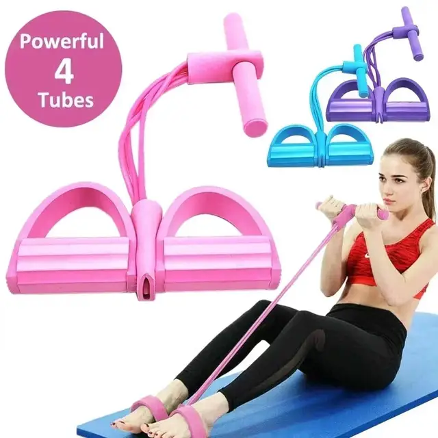 4/6 Level Resistance Band Elastic Bands with Non Slip Handles for Home Fitness Abdominal Muscle Training Yoga Pilates Workout