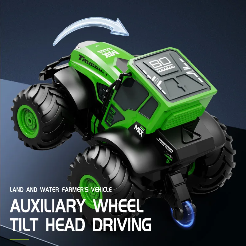 RC Car Tractors 1/14 Trailer Waterproof Farm Cars Amphibious Farming Truck Miniature Farmer Animal Model Toys Children