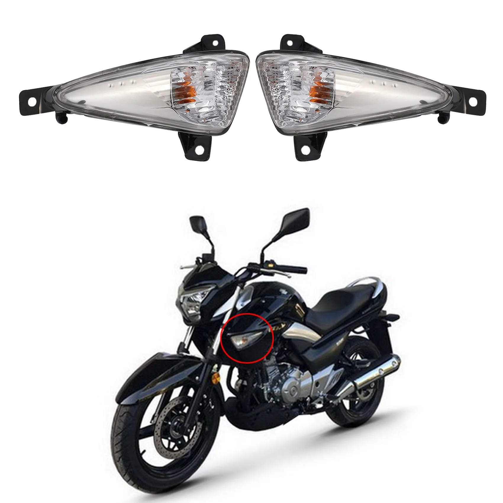 

Motorcycle Front Fender Light Side Turn Signal Indicator Lamp for Suzuki GW250 Inazuma Haojue