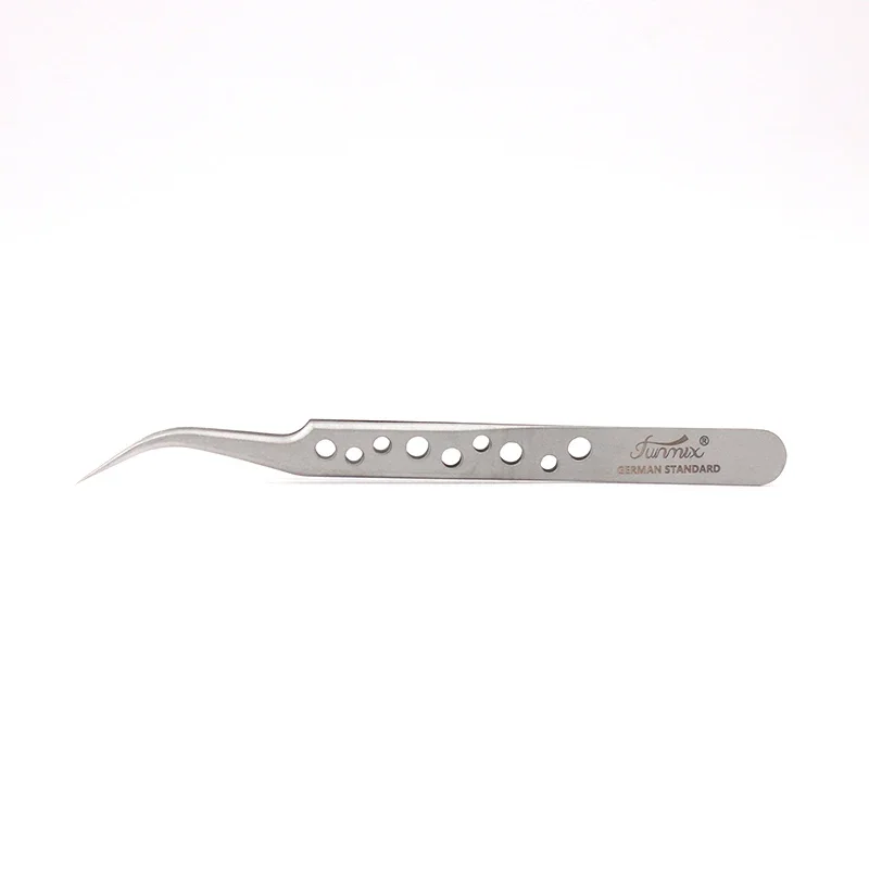 FUNMIX  Stainless Steel Tweezers  False Eyelash Extension Tweezers Anti-static Eyebrow Lash Tweezers Watchmaker Tools 5