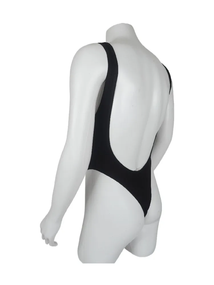 Men's onesie big backless solid color cotton vest sexy temptation New