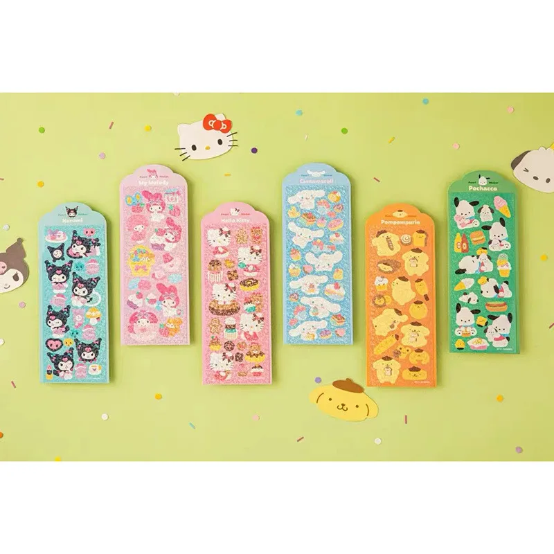 

New Kawaii Hellokitty Kuromi Pachacco Sanrio Student Hand Account Stickers Cartoon Cute Stickers Girl Heart Diy Stickers