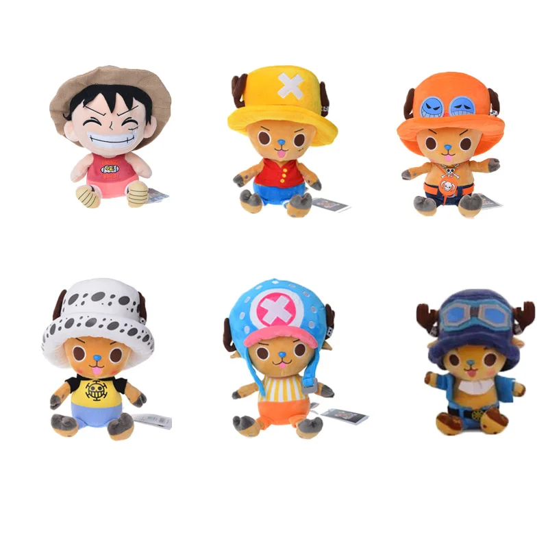 Large 20cm Anime One Piece Plush Toys Chopper Sabo Kawaii Stuffed