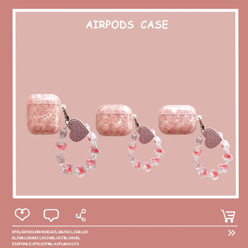 

Colorful Shell Leopard Pattern Airpods Orotective Case with Lanyard for AirPods Pro, AirPods1 2, AirPods3 for Girls