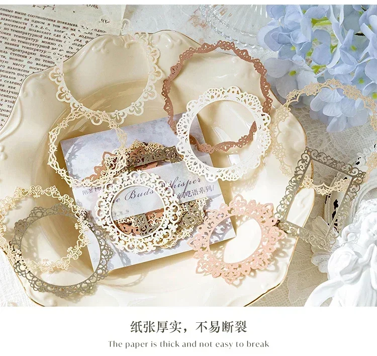 10Sheets Pattern Collage Border Scrapbook Handbook Lace Card Pack Flower Material Decoration Hollow Background 10*10CM