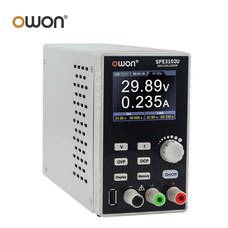 Owon DC 조정 스위칭 전원 공급 장치, 고해상도 USB 고속 충전 출력, 150W, 30V, 5A 정전력, 10mV, 1mA