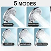 New 5 Modes Shower Head High Pressure Big Panel Large Flow Silver Black Showers Massage Handheld Showerhead Bathroom Accessories 3