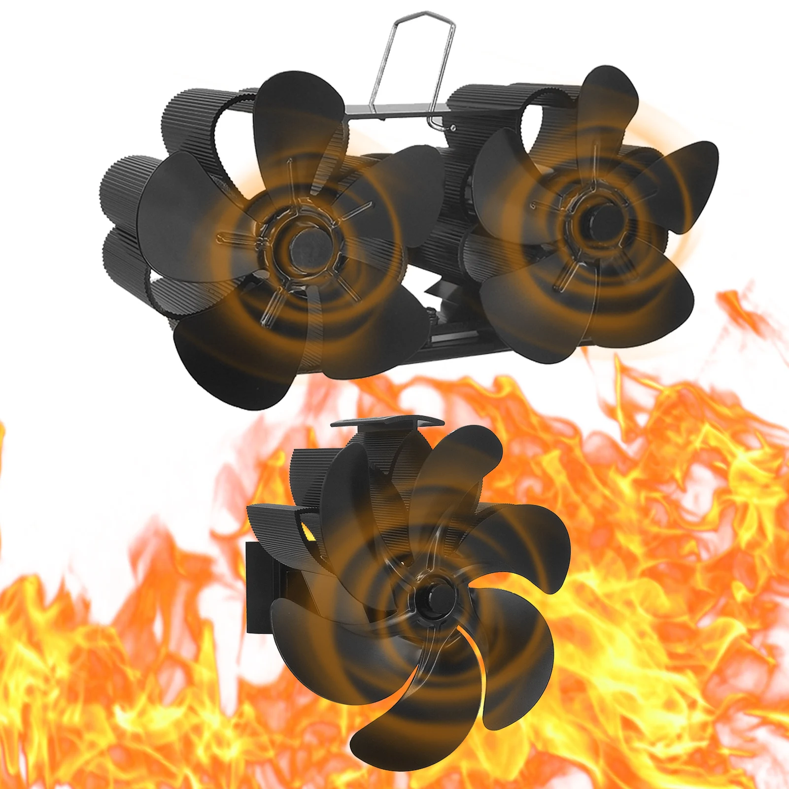Heat Powered Oscillating Fireplace Fan 6-Blade Wood Burning Stove Fan For Log Burning Thermodynamic Hanging Silent Fireplace