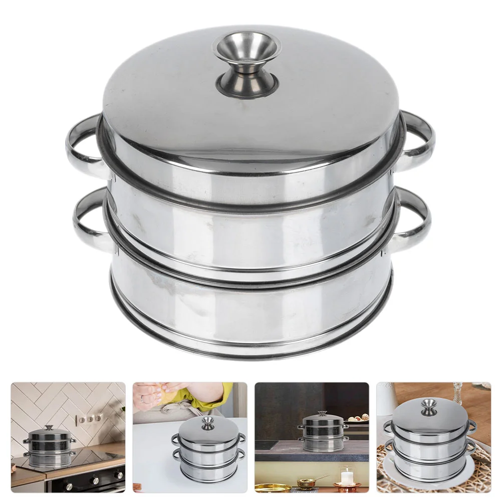 

Household Steamer Stainless Steel Steamer Kitchen Food Steaming Tool with Lid