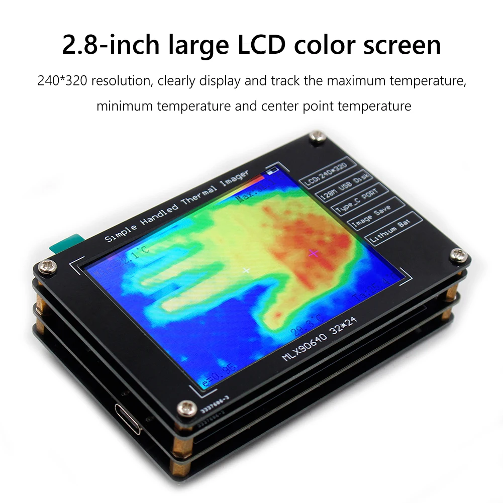 MLX90640 Digital Infrared Thermal Imager 2.8inch LCD Display 240*320 Resolution -40℃ to 300℃ Temperature Measurement Sensor