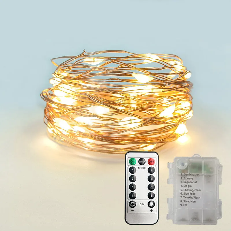

Remote Control Battery Operated Christmas Decoration Copper Wire Lamp Strings Wedding Holiday Party LED Fairy Lights Waterproof