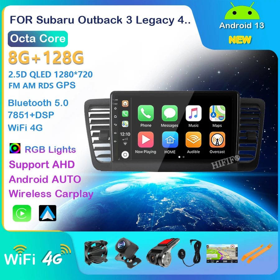 

Автомагнитола 2 Din, мультимедийный видеоплеер, навигация GPS, Android, для Subaru Outback 3 Legacy 4 2004-2009, головное устройство с рамкой